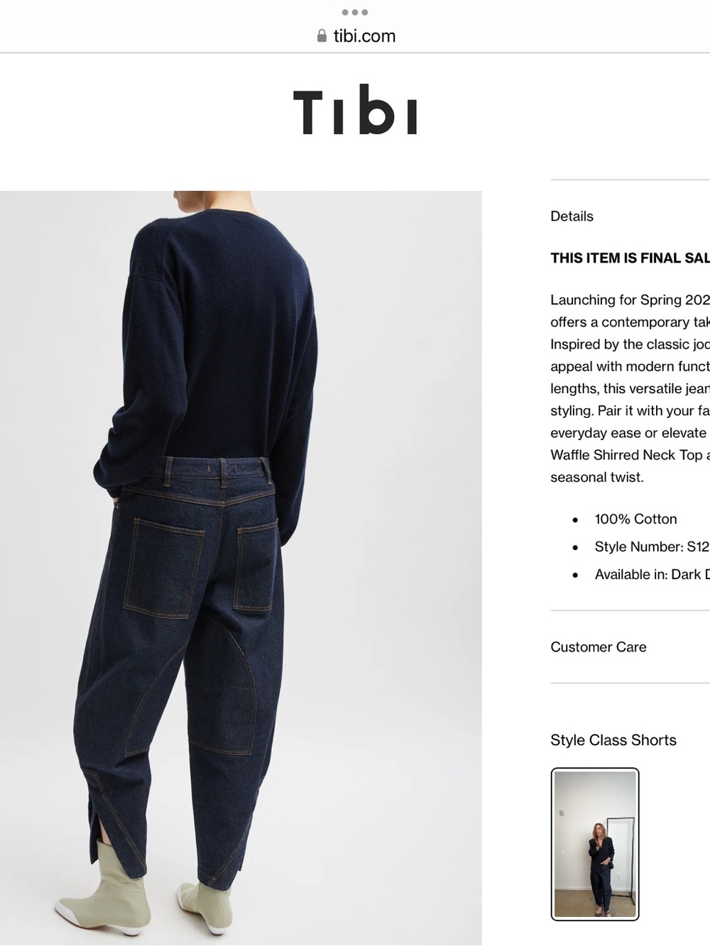 Tibi Dark Indigo denim - Picture 3 of 6